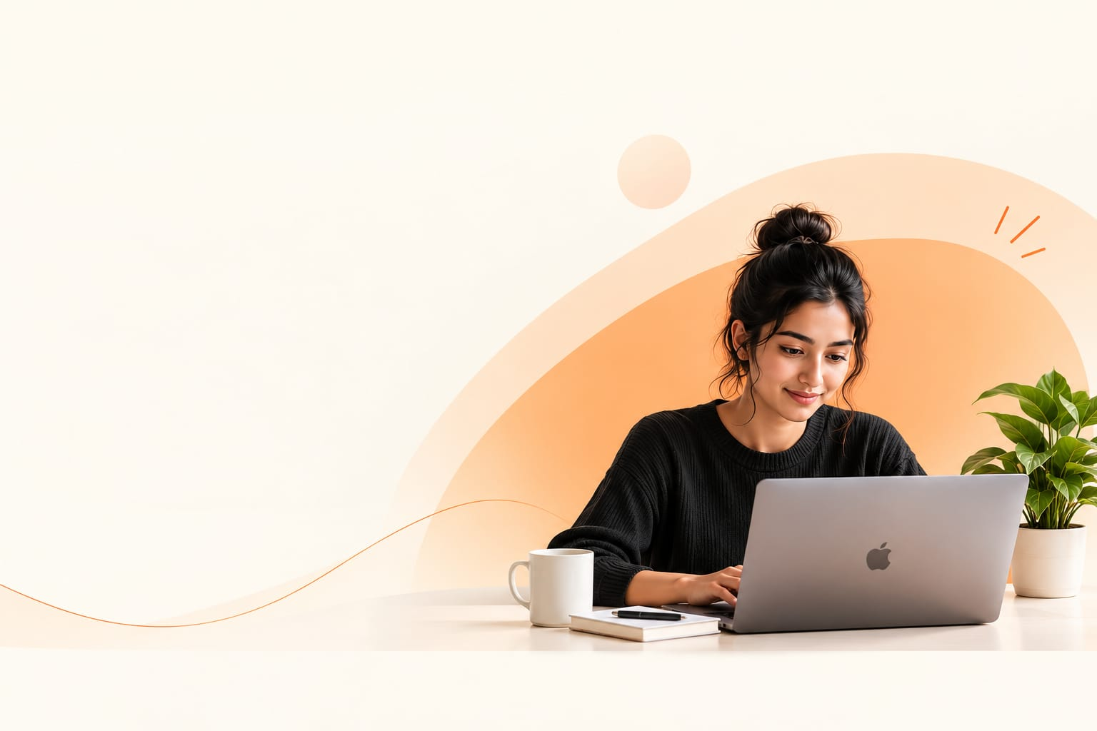 Woman working on laptop